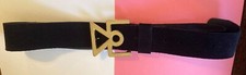 Vintage Black Suede Adjustable Belt 1 3/4 Wide