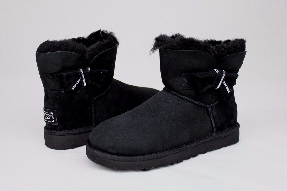 UGG JACKEE WOMEN'S SHEEPSKIN SWAROVSKI CRYSTALS BOOT BLACK 7 US | eBay