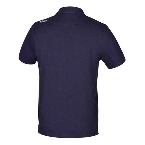 Polo Beta 2 bottoni in cotone 200g blu con inserti grigi - 9534B0 - Bild 2 von 3