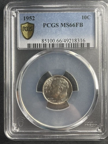 1952 PCGS MS 66 FB ROOSEVELT DIME 10C SILVER