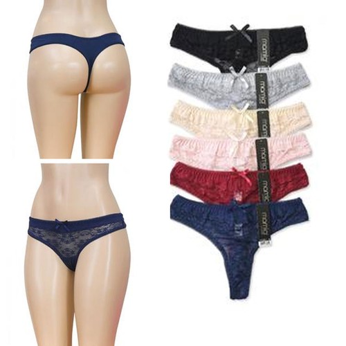6PC Women Hot Sexy Lace Cotton Thongs G-string Panties Lingerie Underwear Size S - 第 1/5 張圖片