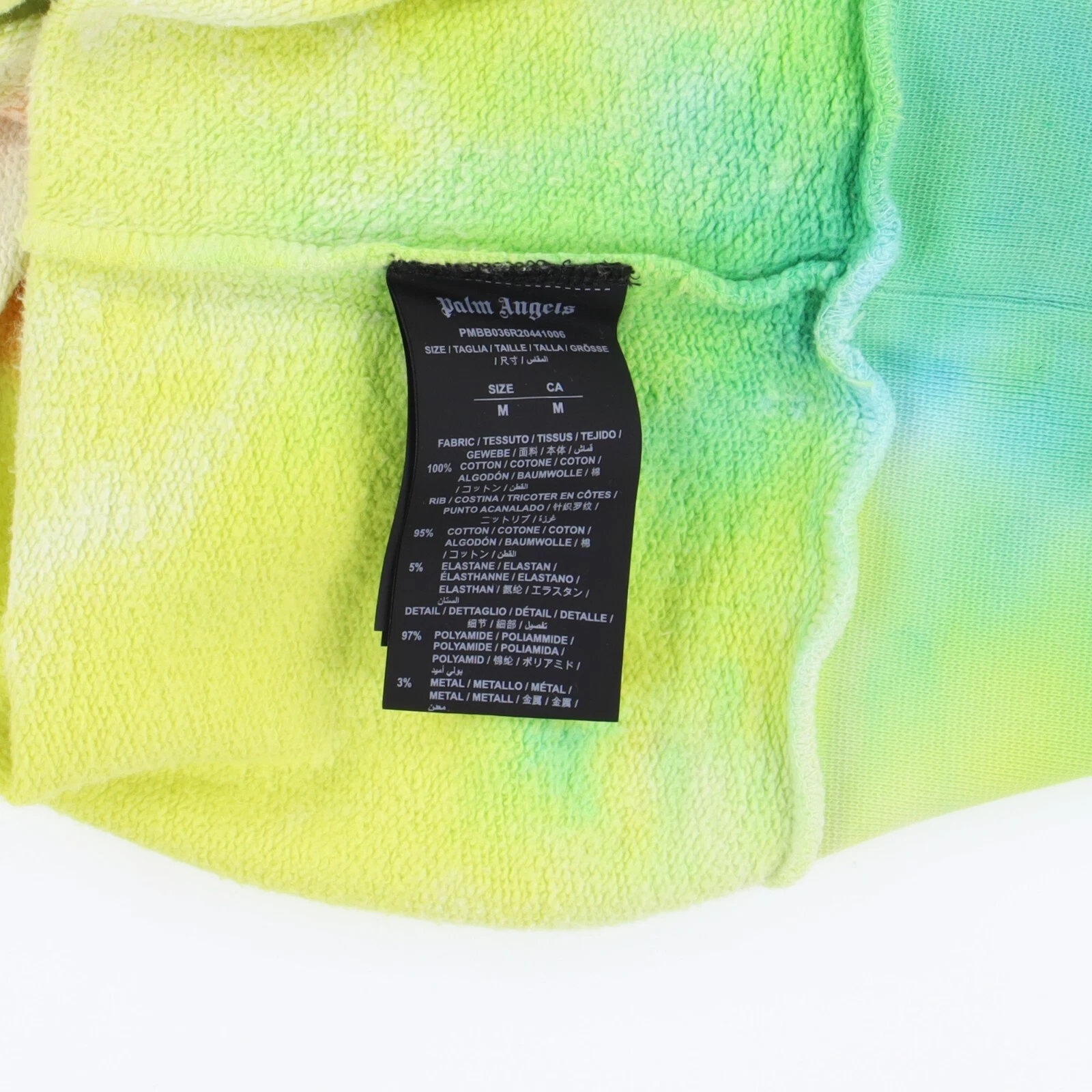 Felpa con cappuccio Palm Angels multicolore tinta unita logo oversize taglia M SS20 PREZZO AL PUBBLICO $670