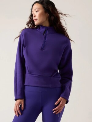 NEW Athleta Altitude Polartec Half-Zip Sweatshirt -Large Noble Blue NWT $149