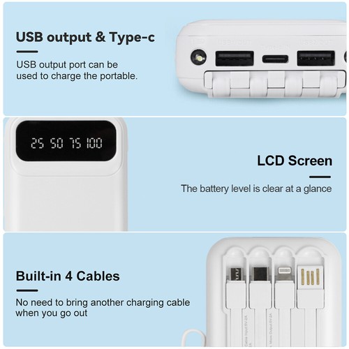 30000mAh Portable Power bank LED Schnellladegerät Akku Pack 4 USB für alle Handy - Zdjęcie 14 z 19