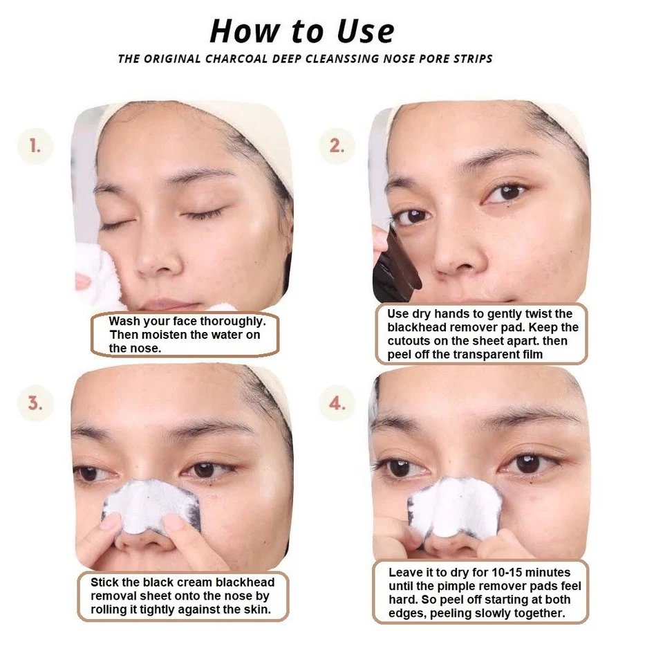 12 x Nose Pore Strips Blackhead Removal Peel Off Charcoal Deep Cleansing - Image 4 of 4