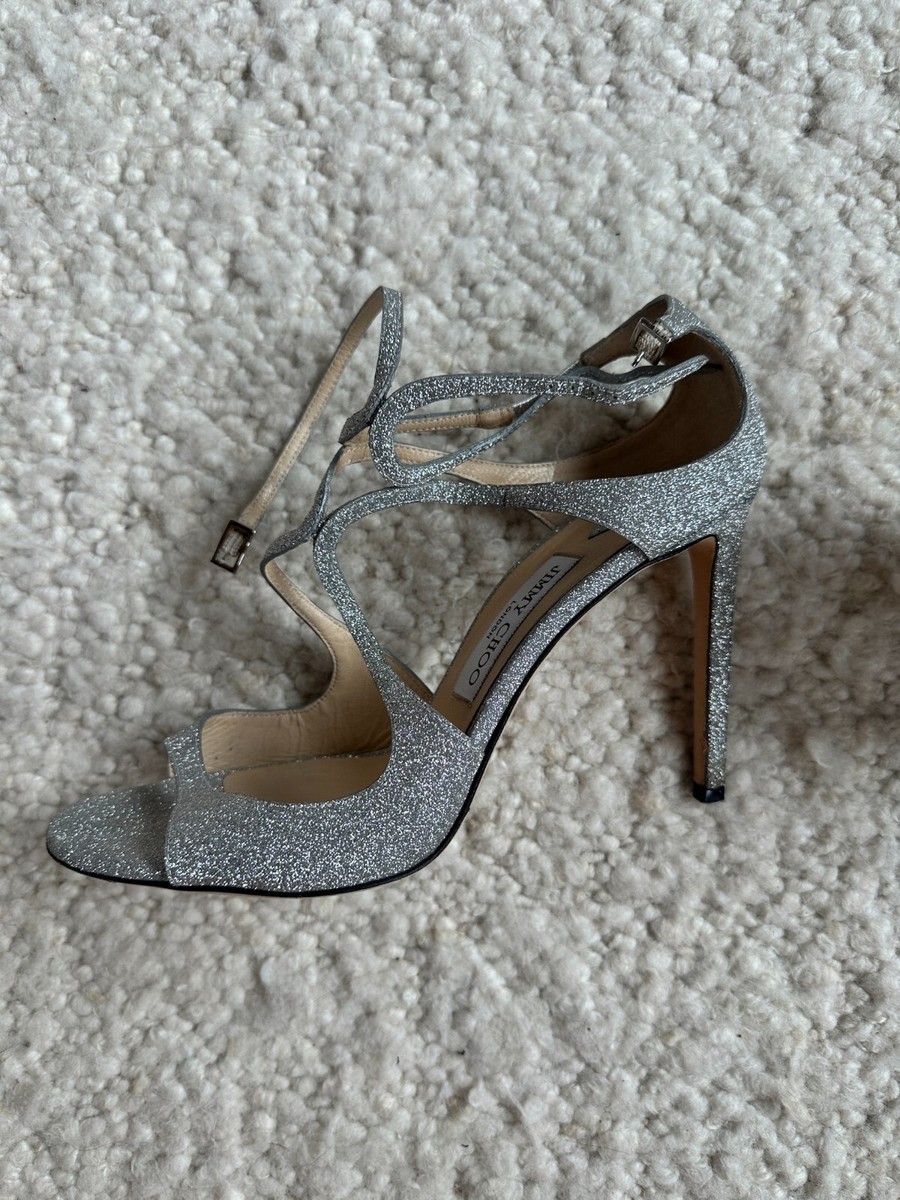 Jimmy Choo Lance Sandals Platinum Ice Dusty Glitter
