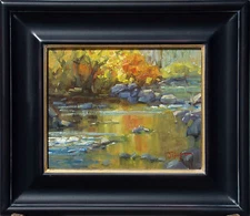 Jeanne Hougen "Creek Reflections" Original Oil Painting on Board fall trees