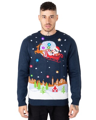 NOROZE Unisex Men's LED Christmas Jumper Gift Tree Elf Santa