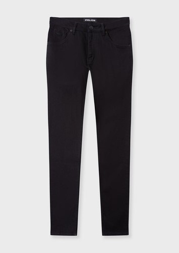 Police Mens Regular Fit Straight Leg Stretch Jeans Denim Trousers Black Lat 960 - Picture 6 of 6
