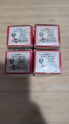 LOT OF (4) NEW OLD STOCK PENN-UNION # S-500-S  SPLIT BOLTS  6 Str to 500 MTM