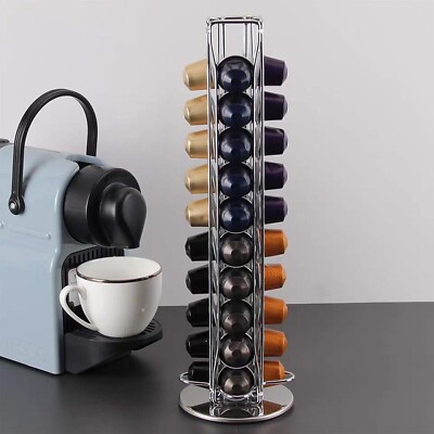 40 Stck. CHROM KAFFEEKAPSEL PAD HALTER AUFBEWAHRUNG REGAL DREHBARER STÄNDER NESPRESSO UK