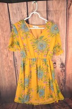 Madewell Sweetgrass Ruffle Sleeve Dress in Yellow Floral Painted Blooms Size 2