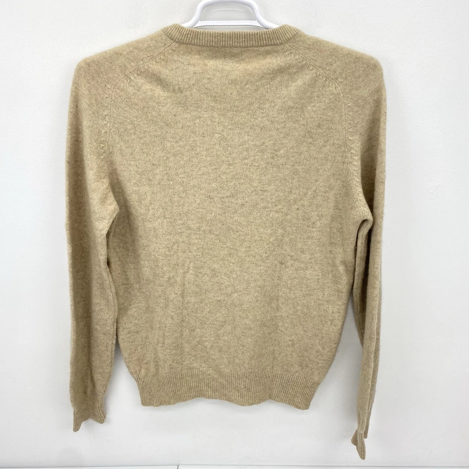 Винтажный мужской свитер Orvis размер XL 100% кашемир 70-е 80-е коричневый V-образный вырез премиум - Изображение 3 из 4