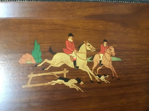 Fox Hunting Haskelite Rectangular Wood Grain Set of Four Serving Trays #1A - Picture 10 of 11