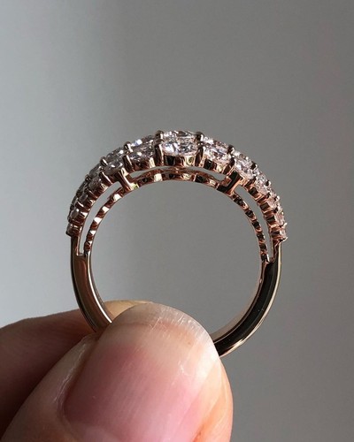 Unique Bridal Diamond Wedding Band, Round Lab Grown Eternity Wedding Band, - Picture 3 of 8