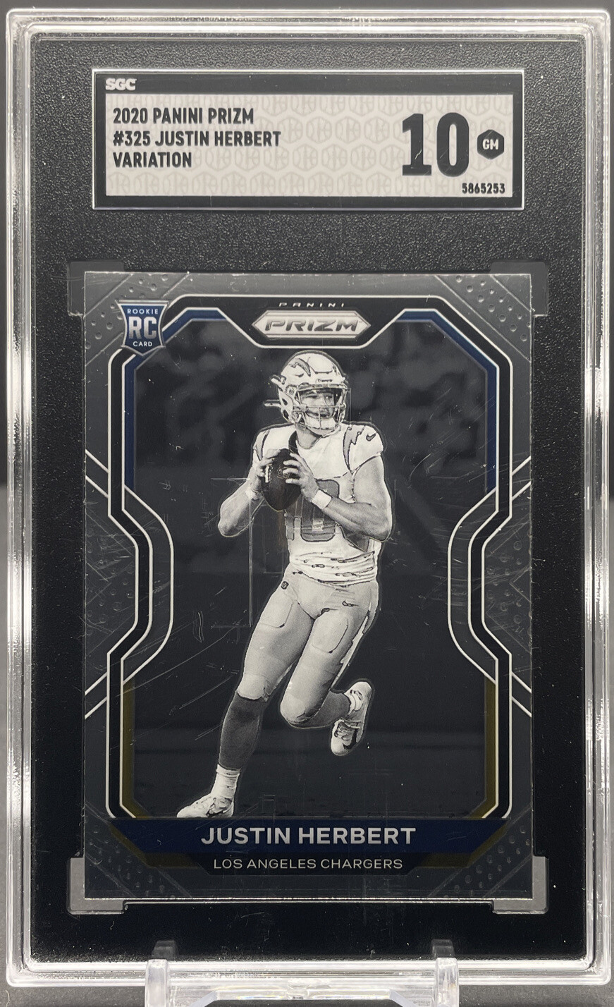 2020 PANINI PRIZM NFL #325 Justin Herbert Chargers RC Variation SP SGC 10