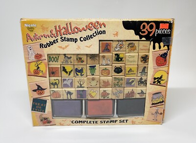 Nicole Autumn & Halloween Rubber Stamp Set - Lot of 36 Different Stamps