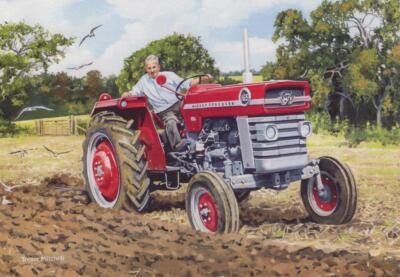 Massey-Ferguson 165 Traktor 60er Jahre Bauernhof Szene leer Geburtstag Vatertag Karte
