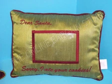 Frontgate Pet Dog Cat Christmas Photograph personalized  Pillow Green Dear Santa