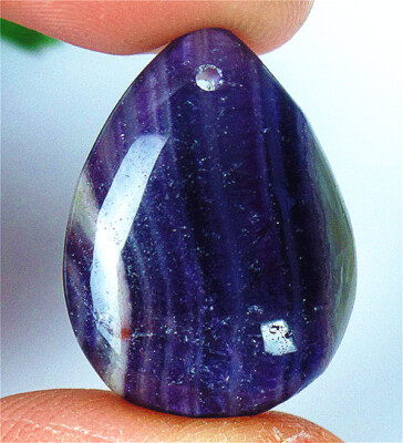 24x18x7mm Natural Purple Rainbow Fluorite Teardrop Pendant Bead BQ69059