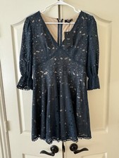 MiSC Elevated Basics Navy Lace V Neck Dress Size Large