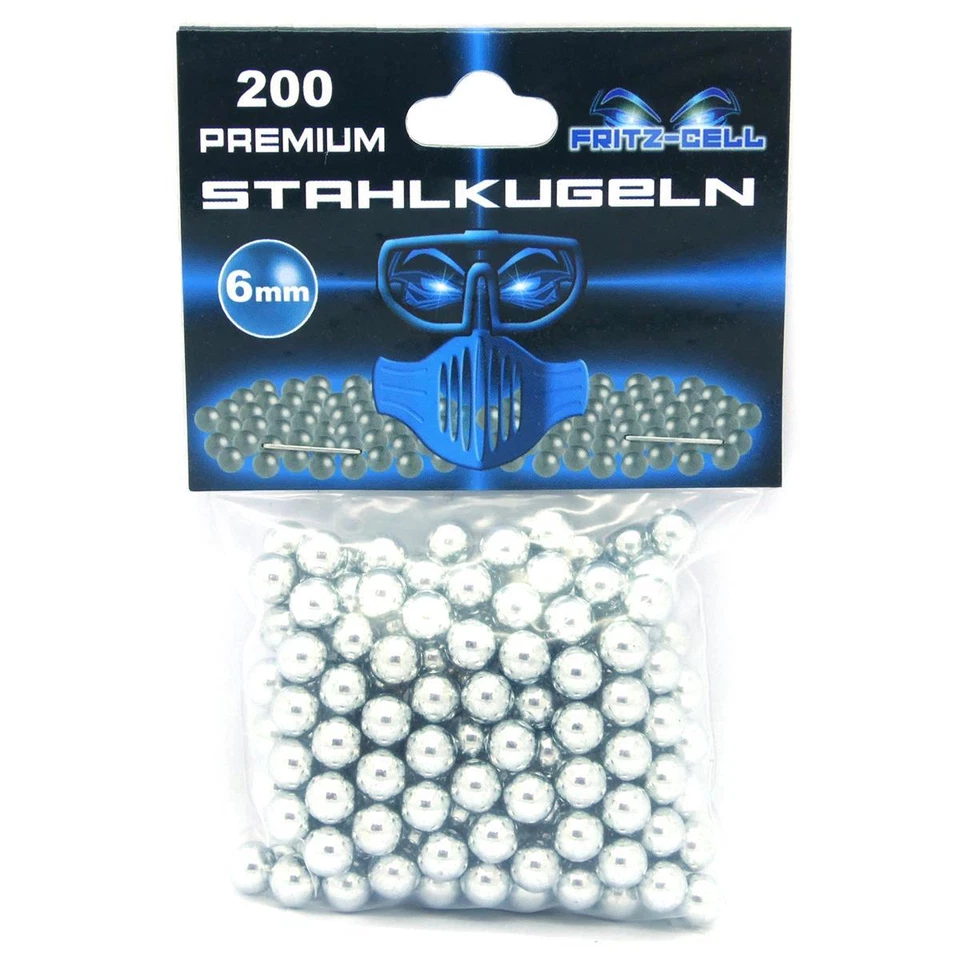 1 x 200 Fritz-Cell Stahlkugeln 6,0 mm BBs zinkbeschichtet, Rundkugeln