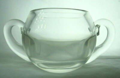 Vintage Thick Clear Glass Open Top Small Sugar Bowl Handles