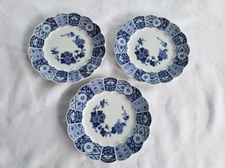 LIPPER & MANN L & M Blue Imari Bread Plates -Japan Scalloped Floral - Set of 3