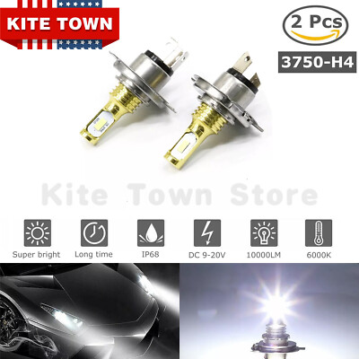 2PS H4 9003 CSP LED Fog Driving Light Bulbs Conversion Kit Super White 6000K