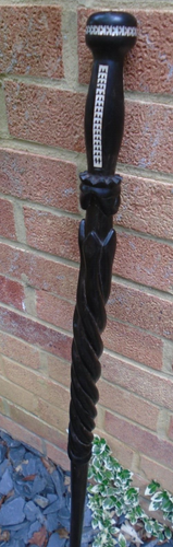 Hardwood ebony walking stick with Mop inlay and carved kings detail- lovely item - Picture 16 of 18