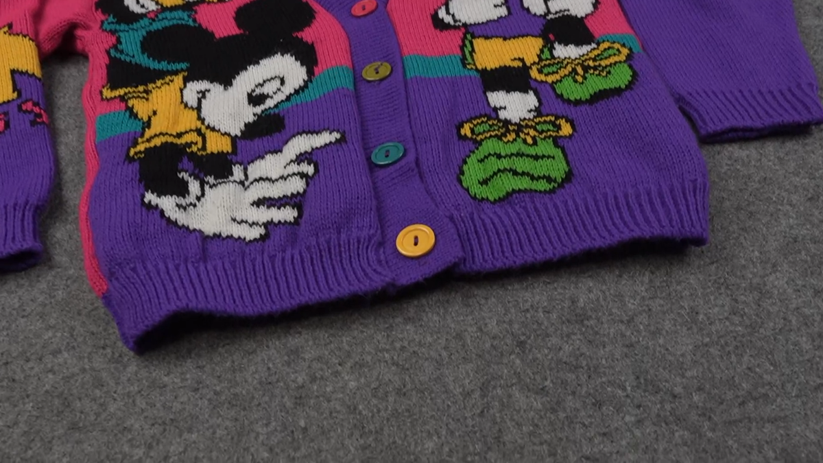 Vintage Mickey Mouse Cardigan Sweater Small 7/8 Disney Jet