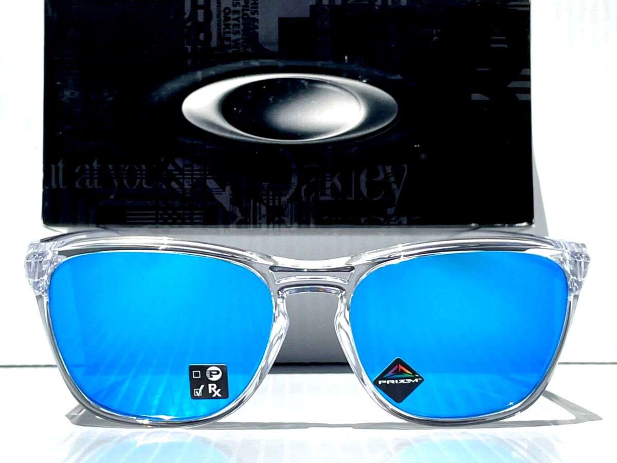 NEW Oakley MANORBURN Shiny Clear PRIZM Sapphire Lens Sunglass 9479