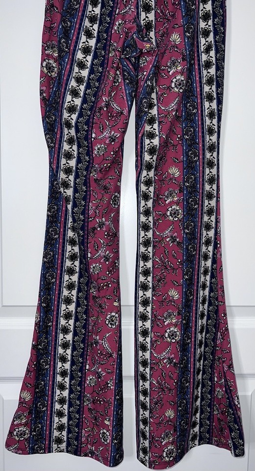 Women's Leggings Flared Floral Striped Bohemian Multicolor Size (see