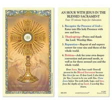 Laminated "Adoration- An Hour with Jesus in the Blessed Sacrament" Prayer Card