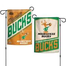 MILWAUKEE BUCKS DOUBLE SIDED GARDEN FLAG 12"X18" NBA LICENSED YARD BANNER