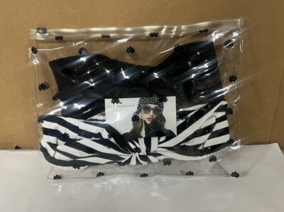 Lele Sadoughi Set of 2 Betty Headbands Striped Solid Black Stretch