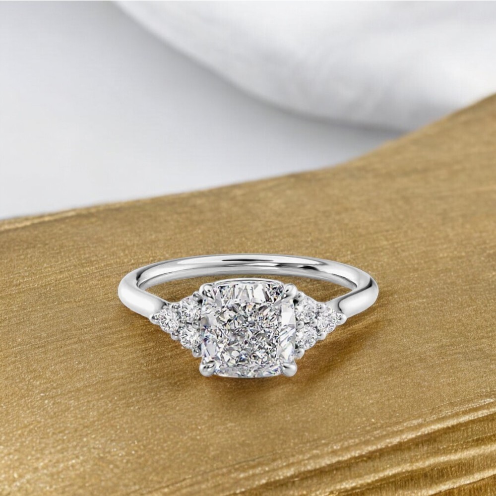 IGI Certified Ct Lab Created Cushion Cut Diamond Ring 14k