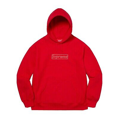 🔥SUPREME KAWS Chalk Box Logo Bogo Red Medium Hoodie Sweatshirt