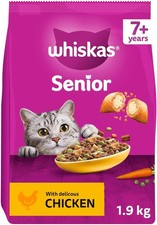 WHISKAS Senior Dry Cat Food 1.9kg with Chicken (Pack of 4) 17.38 per kilo