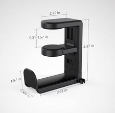 Black Adjustable Headphone Holder Clamp for Desk or Shelf, 4.37 x 3.93 x 2.75 in