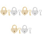  3 Count Small Padlock with Key Love Locks Rhinestone Heart Padlocks