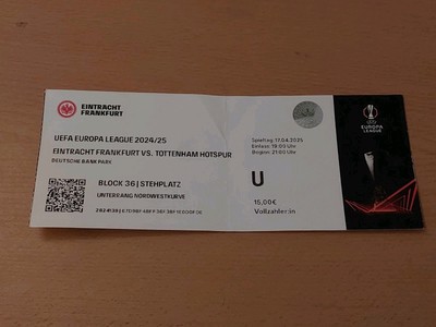 Used Sammler Ticket 2024/25 UEFA EL Eintracht Frankfurt vs Tottenham Hotspur 