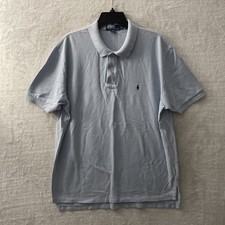 Polo Ralph Lauren Mens Polo Shirt Solid Blue XL Cotton Short Sleeve Collar Pony