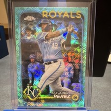 Salvador Perez 2024 Topps Chrome Logofractor Aqua Refractor #117 /199 Royals