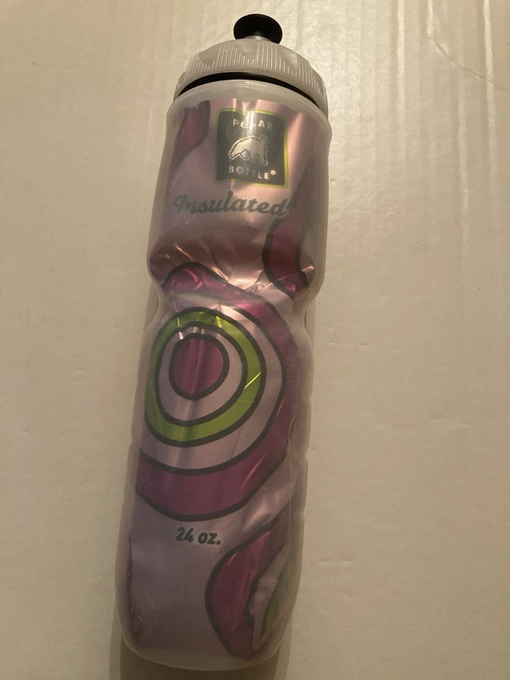 Polar Bottle water insulated biker cycling sports 24 oz circles BPA free pink - Image 2 of 4