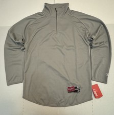 NWT Rawlings Cage Batting 1/4 Zip Pullover Long Sleeve Embroidered Gray Men Sz S