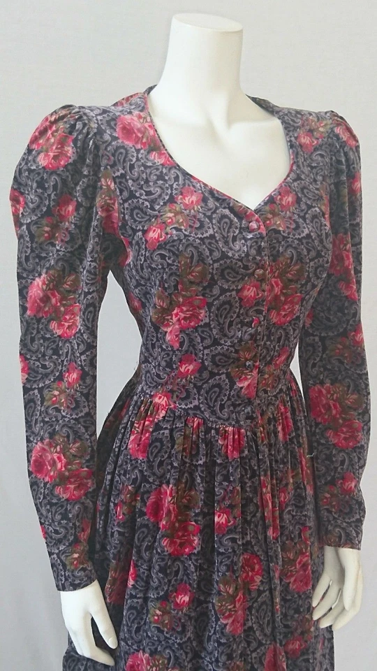 Vintage Laura Ashley  Cotton Velvet Dress  UK 10 (EU  36 USA  8) - Image 3 of 4