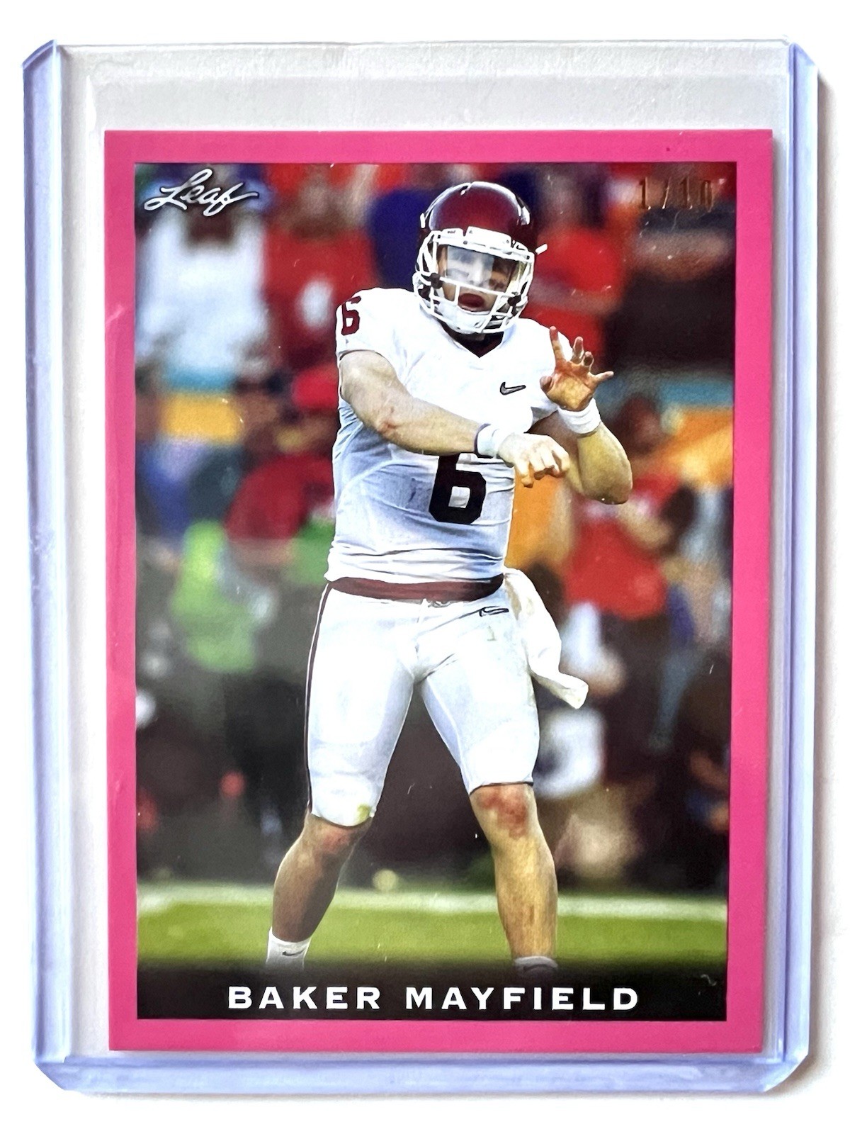1/10 Baker Mayfield The National 2018 Leaf The National Pink Rookie First Of Run