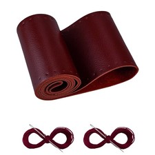 M4 Wine Red Cowhide Leather Lace-Up Steering Wheel Cover Hand Stitch Kit