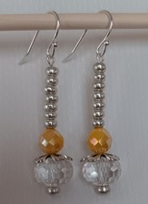 Handcrafted Silver-tone Beaded Dangle Earring...